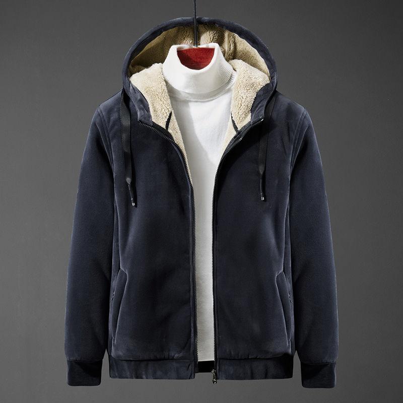 Winter Men 'S Plus Fleece Hoodie Thicken Hooded Jacket Loose Plus Size Warm Top