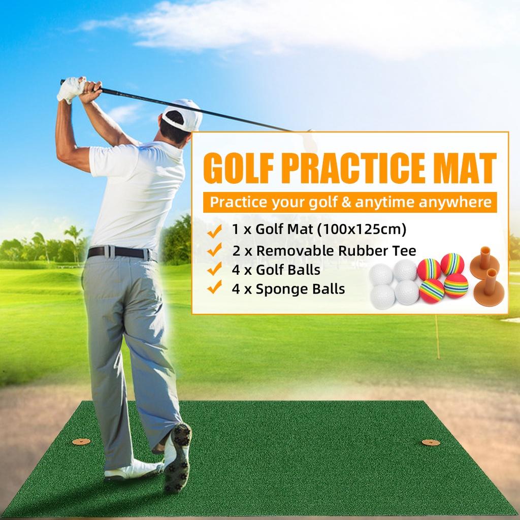 Backyard Golf Mat Indoor Residential Practice Training Golf Driving Mat Golf Hitting Mats with Rubber Tee Ball Free 125 x 100 cm