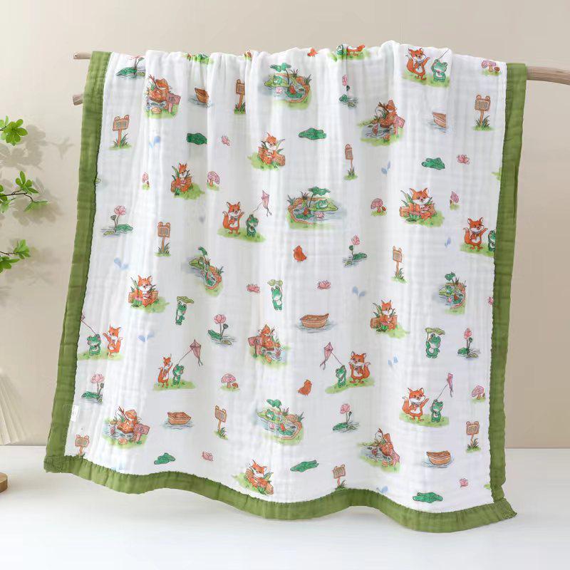 100% Cotton Baby Bath Towel: Six-Layer Gauze, Swaddle & Blanket for Newborns 110x110CM
