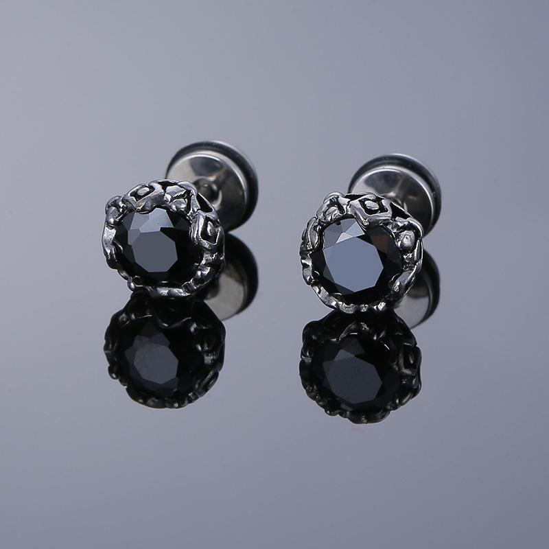 1 Pair New Style Gothic Dumbbell Stud Earrings For Men/Women Stainless Steel Punk Piercing Jewelry