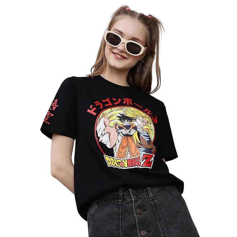 Free Authority Official Dragon Ball Z Goku Printed Regular Fit Tshirt For Women