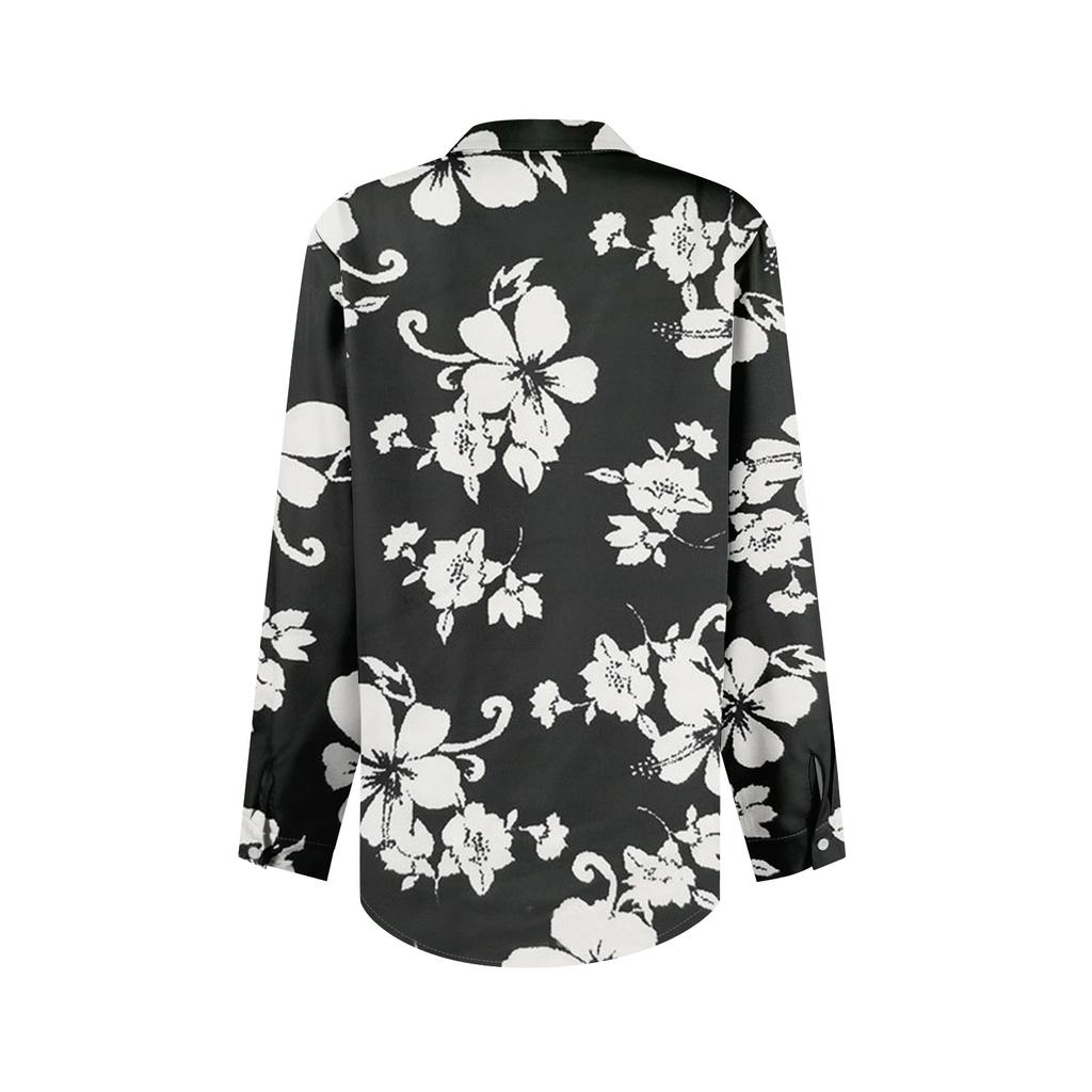 Women's Button Down Prints Shirt Long Sleeve Shirt Business Work Tops Casual With Pockets Jacket