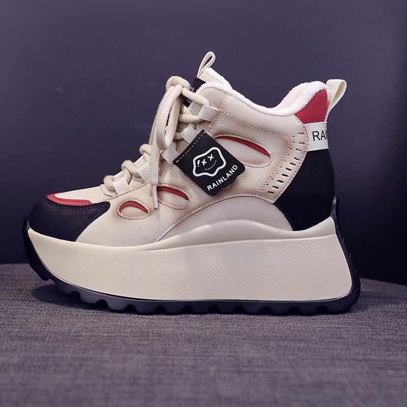 

Fashion Inside Heightened Daddy Shoes Women 2025 Spring and Autumn New Platform Trifle Versatile Small Sneakers 34 чёрный