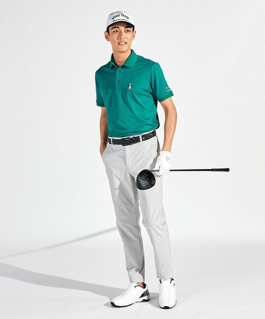 shirt with GR00 [Munsingwear] Short-sleeved collar, pique, stretch, sweat-wicking, quick-drying, sunscreen, golf, MG5SHS81M, men's, (green)