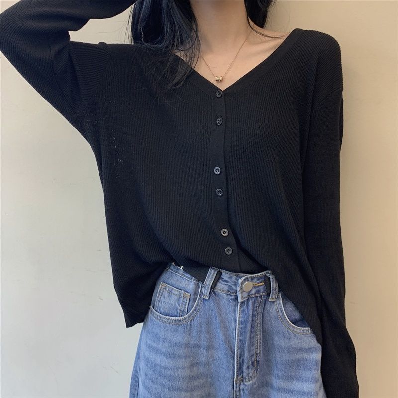 Damen Avocadogrün Strick-Cardigan Sommer Dünnes Off-Shoulder-Top Eisseide Klimaanlage Langarm Mantel