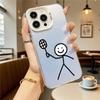 Stick Figure with Racket Phone Case for Iphone 16 15 14 13 12 11 Pro Max Mini Shockproof Anti-Scratch Protective Hard Cover