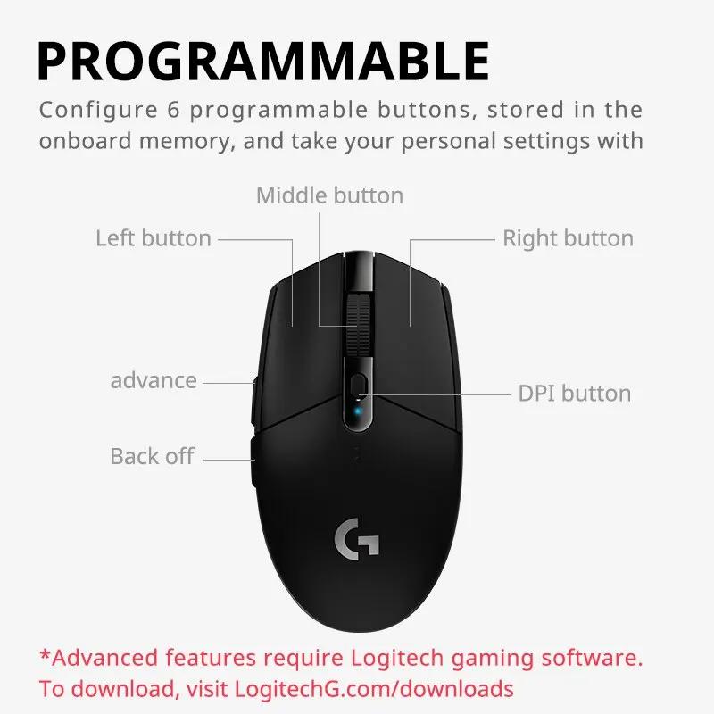 Logitech G304 Wireless Mouse Ligthspeed Gaming Mouse HERO Sensor Long Battery 6 Programmable Buttons Life Perfect for Office Work & Gaming Sessions