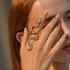 European-American Long-style Cool Men's Snakeskin Print Ring - Punk Style Metal Retro Exaggerated Snake-shaped Animal Ring
