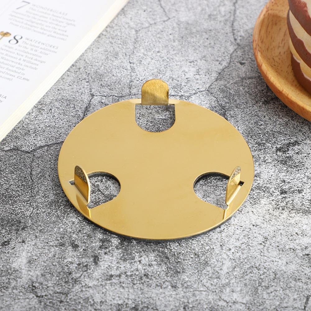 Scald-proof Gold Stainless Steel Coaster Set Round Mug Cushion Kitchen Gadgets Drink Pad  Tabletop