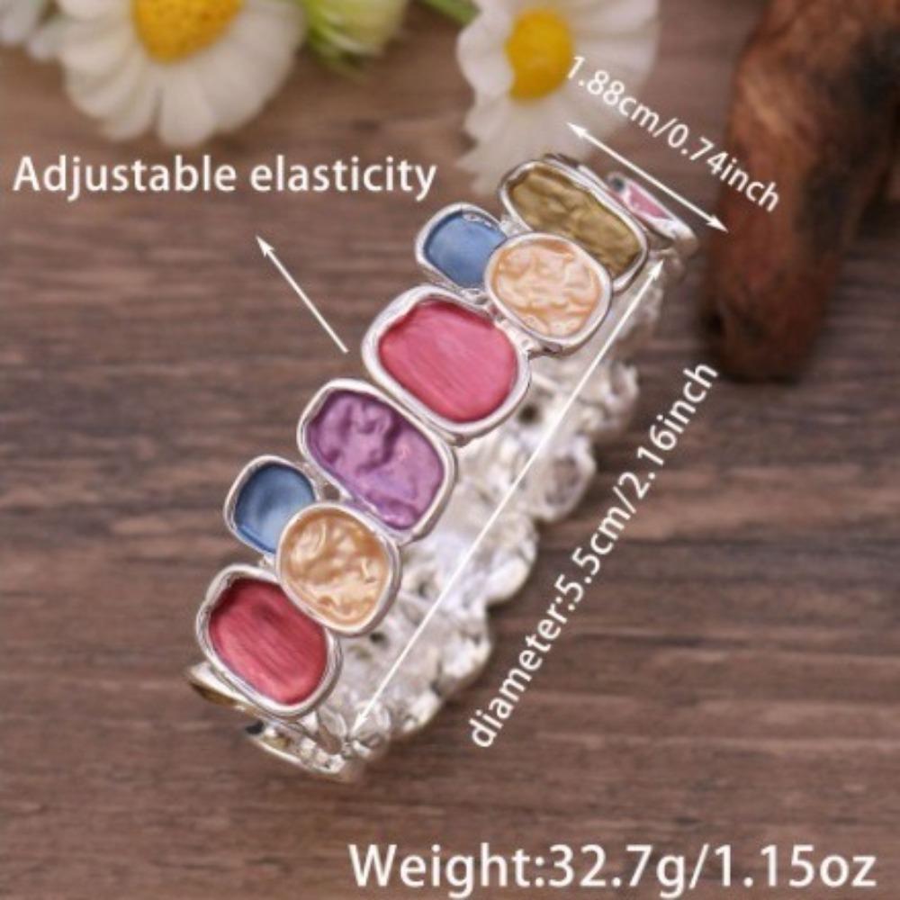 Irregular Elastic Women's Bangle Vintage Retro Hand Ring Geometry Square Bracelet Jewelry Gifts