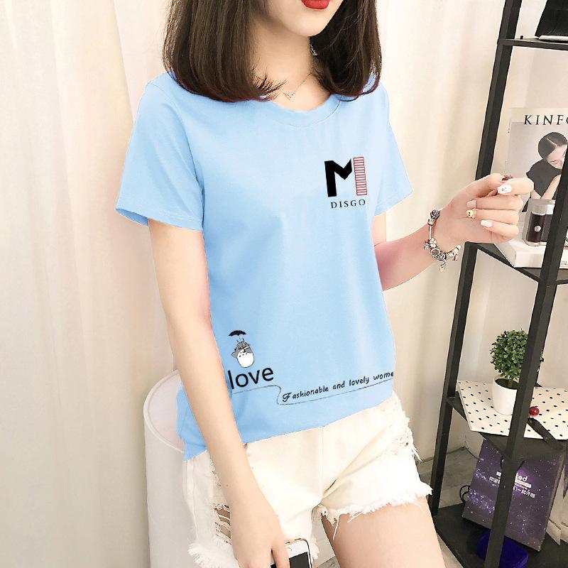 GMXIA Short Sleeve T-shirt Women Loose Ins Women's Crewneck Base Shirt