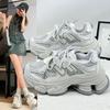 Soft Leather Mesh Thick-soled Dad Shoes Women's 2025 Autumn New Straps Show Small Feet, Lightweight and Heightening Casual Sports Shoes