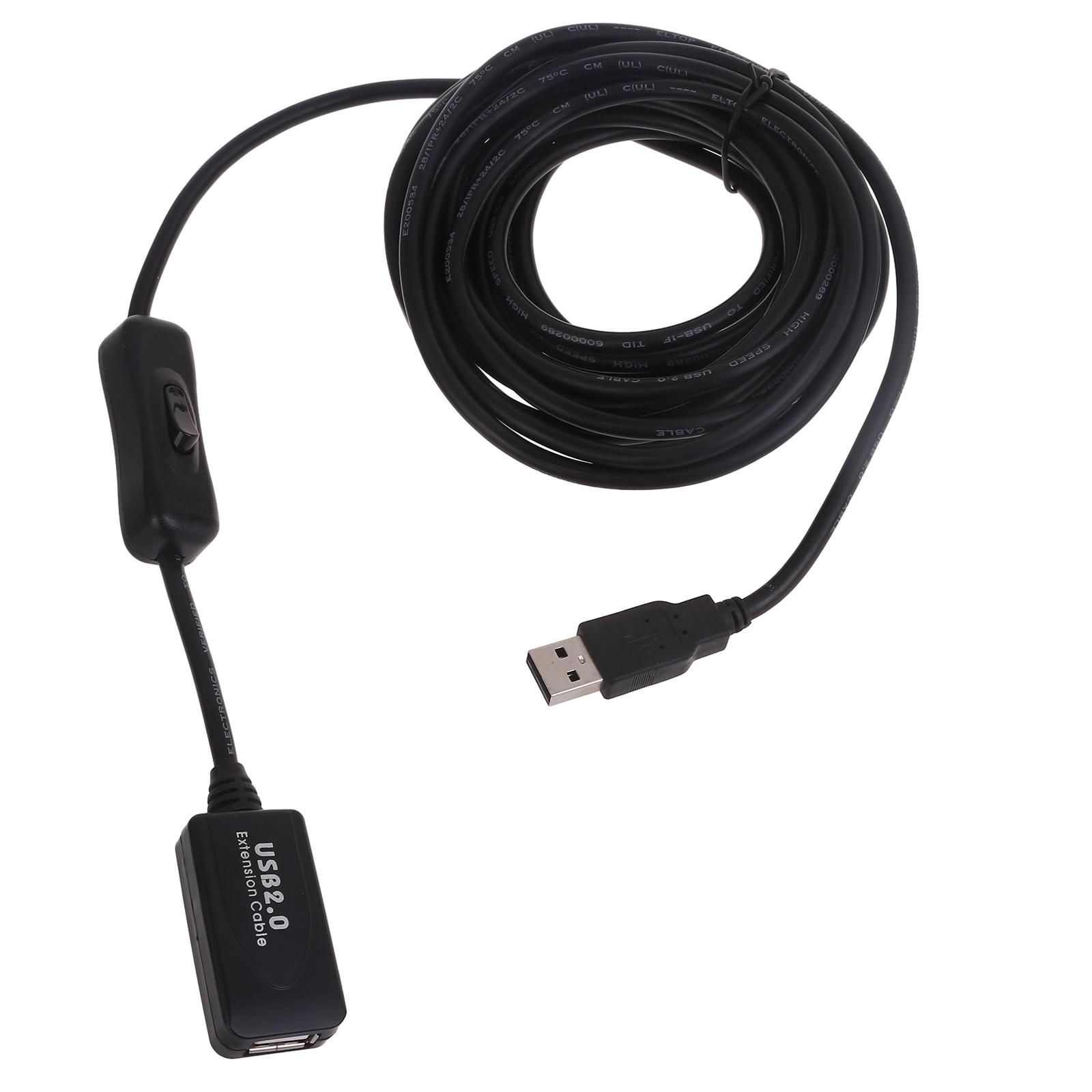 

USB 2.0 Cable Extension Cable Signal amplification 5M Extender Cord High Speed Data Transmission Cable with Switch