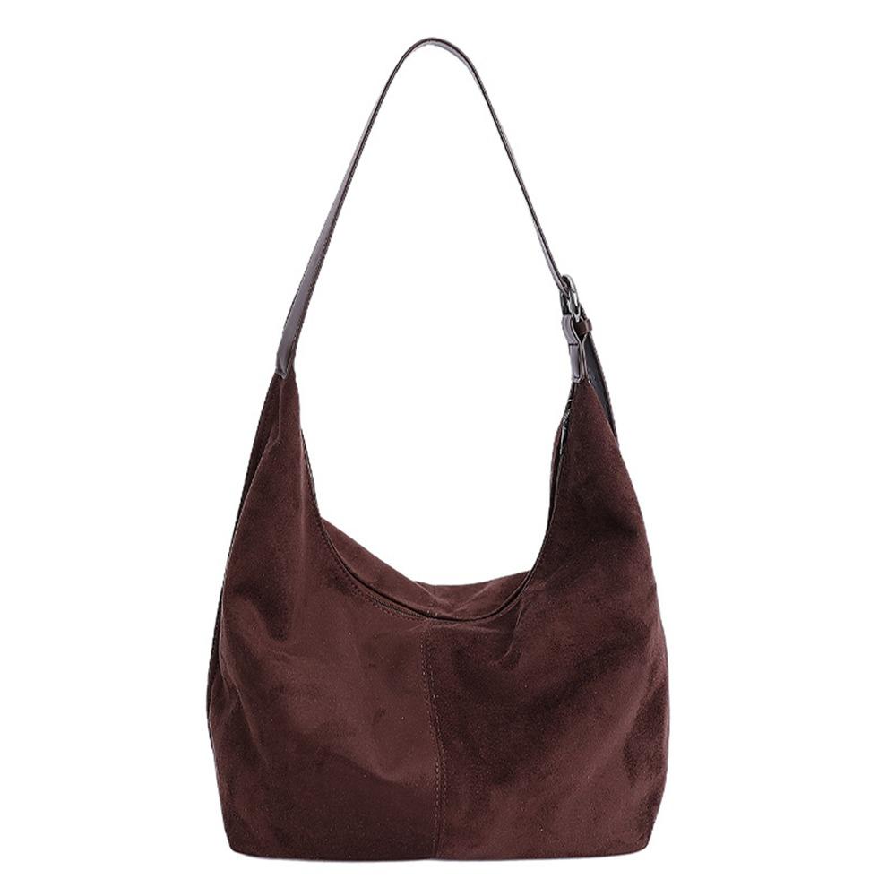 Large Capacity Suede Matte Hobo Bag Zipper Female Tote Bag Cute Vintage PU Crossbody Bag  Students