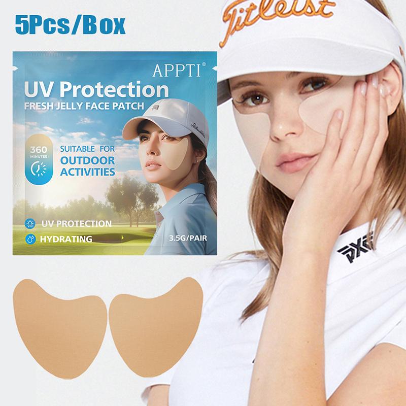 5Pcs Uv Face Patch Golf Sun Protection Patches Moisturizing Breathable Sun Protection Face Patch For Golfs Beach Travel