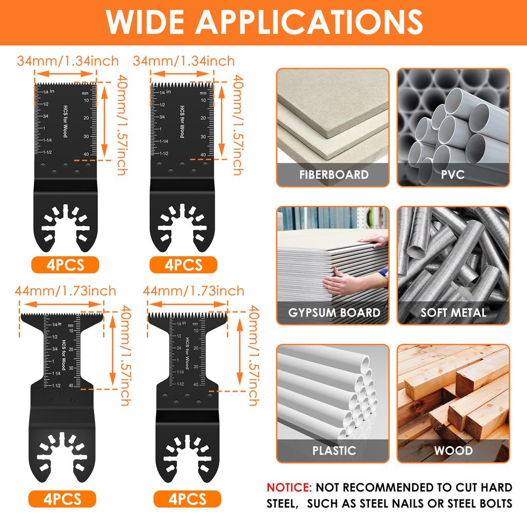 8/16/24/48 Oscillating Saw Blade Set Multi Tool Blades Oscillating Saw Blade Renovator Multi Cutter Blade For Wood Metal Plastic