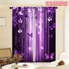 2pcs Purple Butterfly and Floral Print Curtains – Ideal for Artistic Decoration In Bedroom Living Room and Office