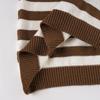 European & American Retro U-Neck Color Block Stripe Knit Sweater - Women's Casual Long Sleeve Top