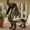 Geschenkidee für Hundeliebhaber, Vintage-Eisen-Dackel-Figur, Niedliche Welpen-Skulptur, Künstlerische Metall-Tierstatue für den Garten oder den Innenbereich, Tischdekoration