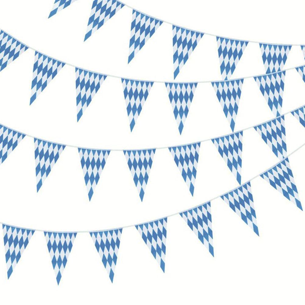 10m Oktoberfest Bunting Bavarian Banner Decoration Bavarian Check Flag Welcome Banner For German Theme Party Garland Decoration