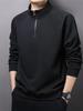 Men's 2025 Half-Zip Loose Hoodie: Long Sleeve, Stand Collar, Plus Velvet, Warm Jacket for Spring/Autumn