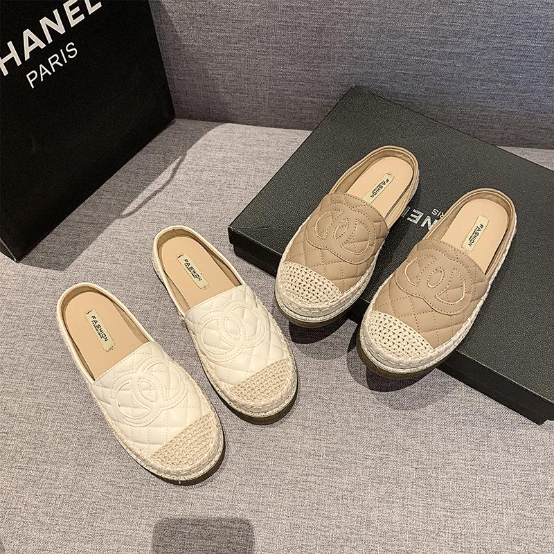 Xiaoxiangfeng fisherman shoes bag head half slippers women's summer wear French flat shoes third trimester edema one pedal sandals