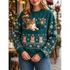 Christmas Cat Pocket Print Sweatshirt Retro Long Sleeve Top Holiday