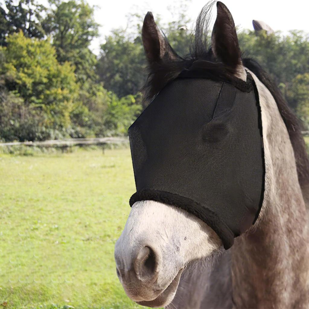 Horse Fly Mask Without Ears Face Cover Guard Mesh Eye Mask Comfortable Lightweight Sun Protection for Equestrian Stable COB