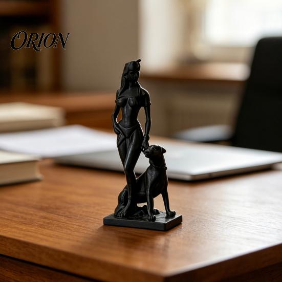 Elegant Woman And Dog Statue 3D Printed Women Figurine, Egyptian Goddess Sculpture, Light Luxury Sculpture Collectible Tabletop for Living Room