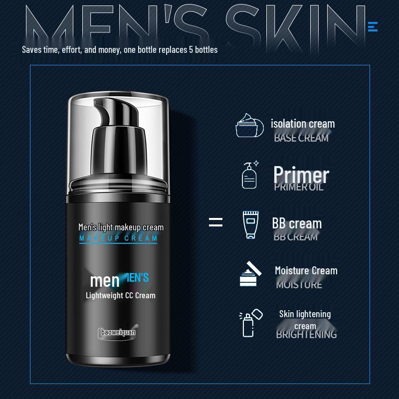 Baoweiquan Men's Waterproof BB Cream Concealer for Blemishes & Acne Scars - Light, Moisturizing, Sweatproof Foundation.