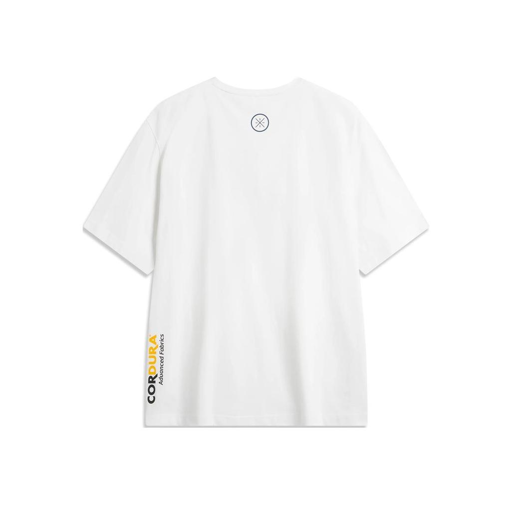 Li-Ning Wade Serie Buchstaben Rundhals Bequem Atmungsaktiv Locker Kurzarm T-Shirt Herren Oberteile Standard-Weiß AHSU165-2