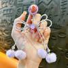 Acrylic Bowknot Plush Ball Pendant Anti Lost Sweet Girls Phone Strap  Birthday Kids Gift