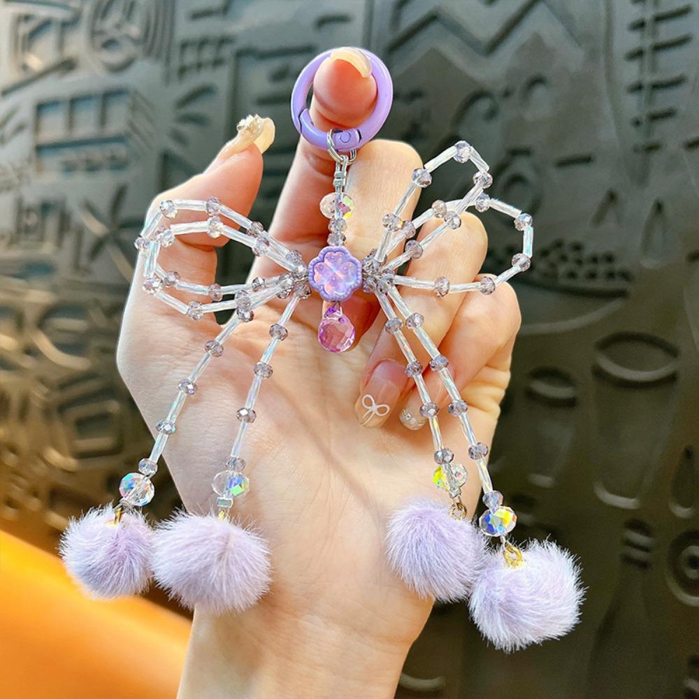 

Цепочка для мобильного телефона с бантиком против потери, ручной работы, милая для девочек, ремешок для телефона, украшение для автомобиля фиолетовый