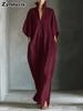 Summer Women's Long Sleeve V-Neck Loose Dress
