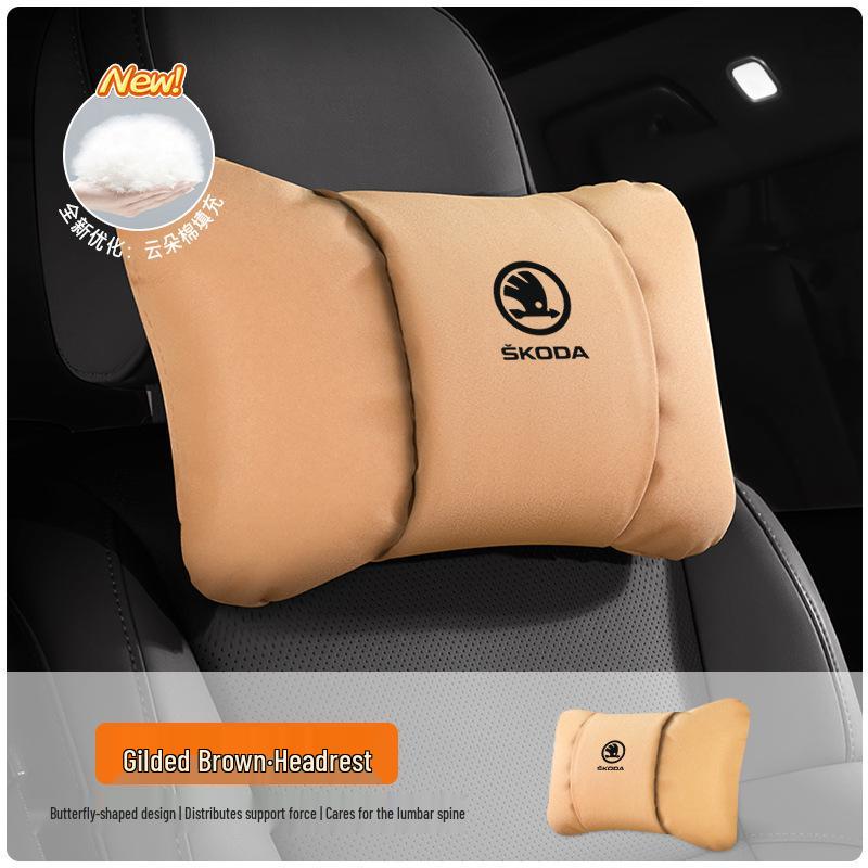 Skoda Headrest Lumbar Support Pillow for Octavia, Superb, Kamiq, Karoq - Neck Protection Cushion