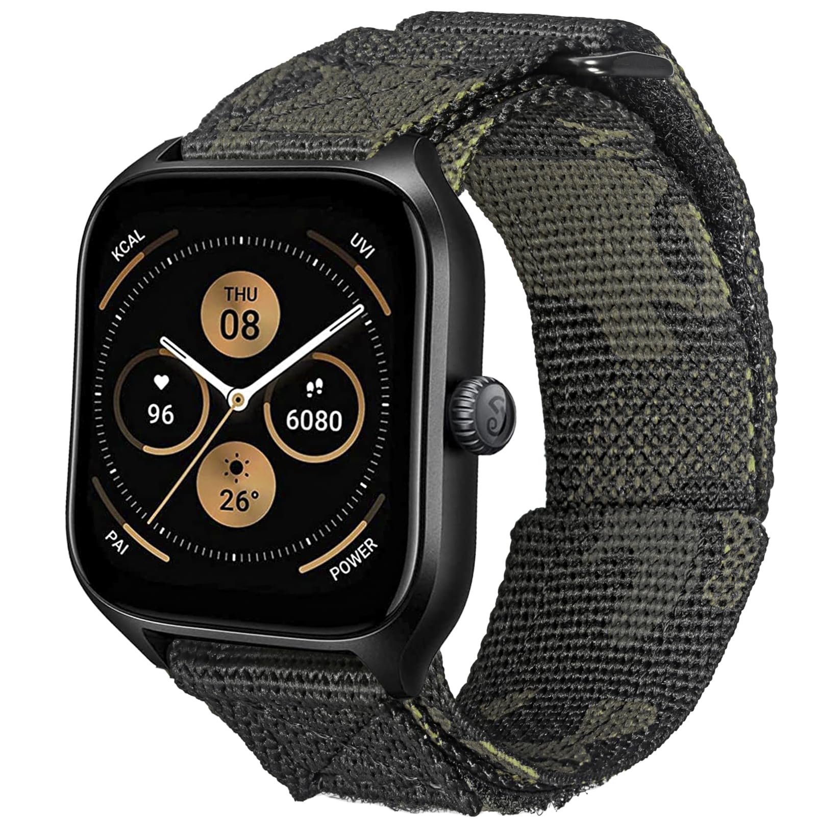 

Ремешок для часов Hemsut 20 мм на замену для Amazfit GTS, GTR 4, 2, Bip 3, U, S, U, с камуфляжным дизайном, для умных часов Mini/GTS 4/GTS mini/GTS чёрный