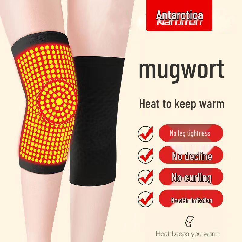 Mugwort Self-Heating Knee Pads for Men & Women - Warm, Non-Slip, Pure Cotton, Thin, Cold Protection for Air-Conditioned Rooms