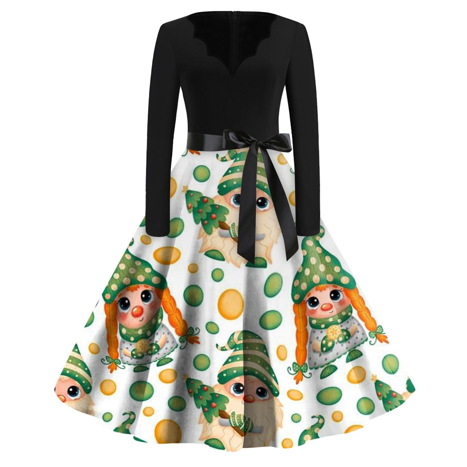 Женское повседневное модное длинное платье с V-образным вырезом и длинным рукавом — фото 7