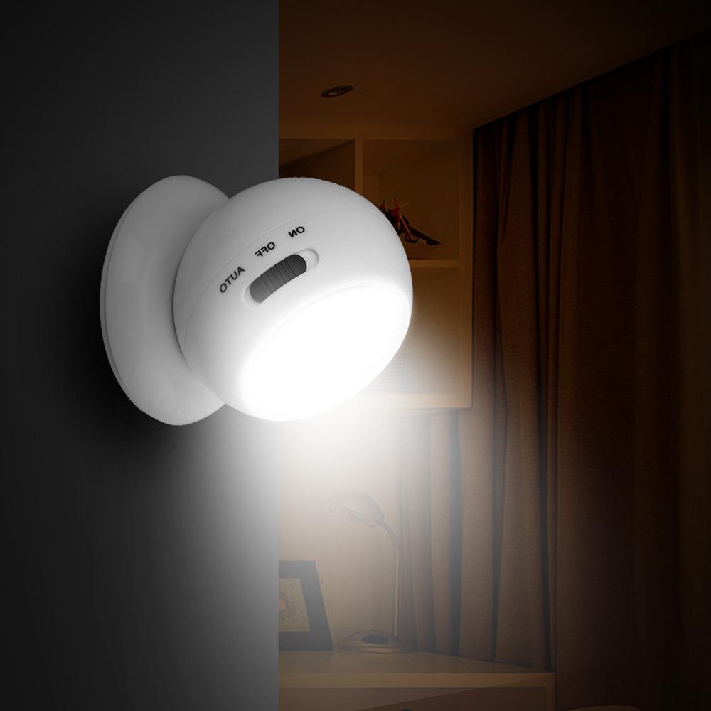360° Rotating COB Ball Light PIR Motion Sensor LED Night Light USB/Battery Powered Magnet Wall Lamp for Bedroom Bathroom Kitchen