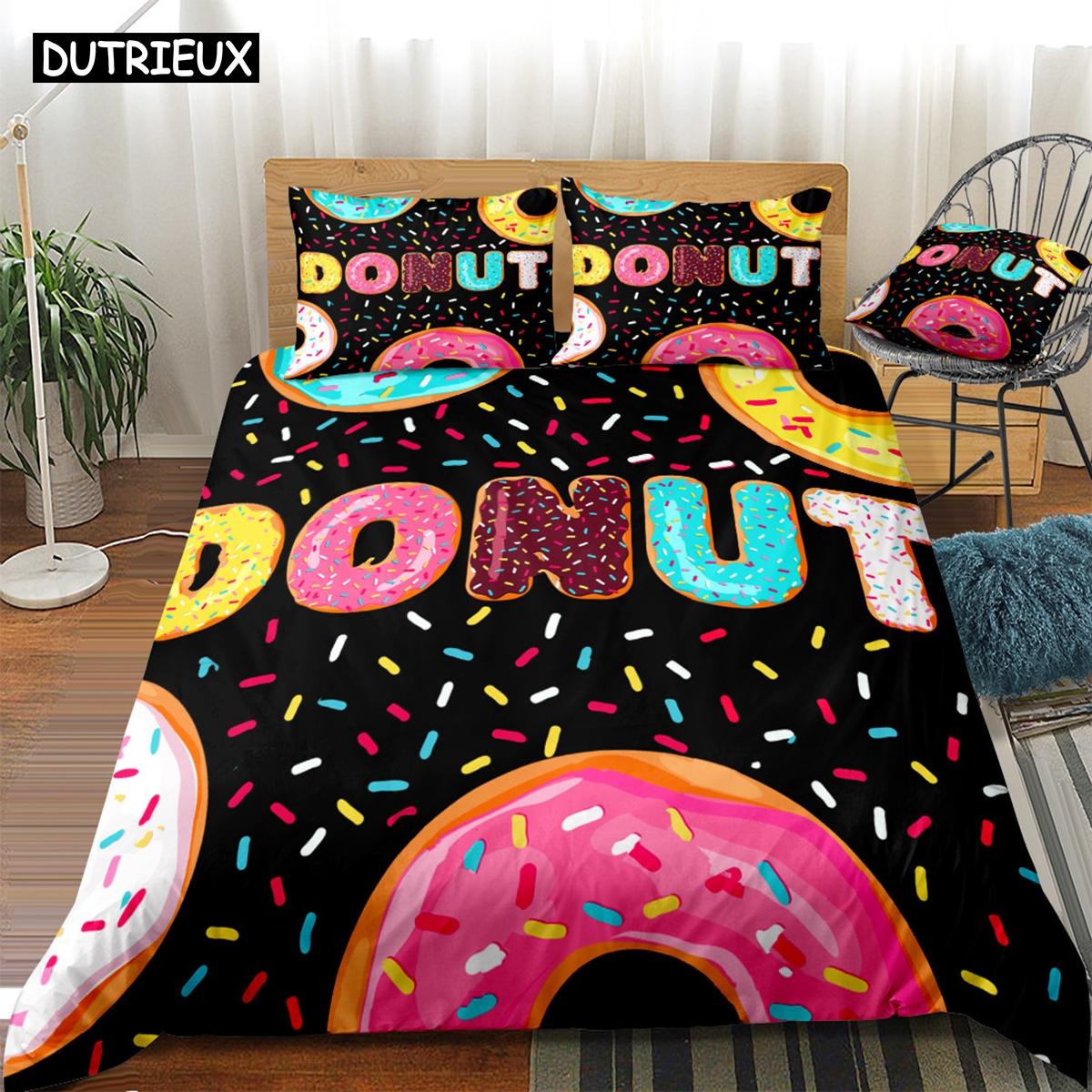 

Сладкий Постельный Комплект Пончики Комплект Пододеяльника Девочка Мальчик Ребенок Постельное Белье Мультяшные Пончики Домашний Текстиль Детский Постельный Комплект Конфеты Постельное Белье EU single(135x200cm)