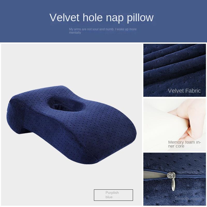 Travel Cushion Nap Sleeping Pillow Foam Slow Rebound Desk with Hollow Design for Face Down Pillows Headrest Neck Protection