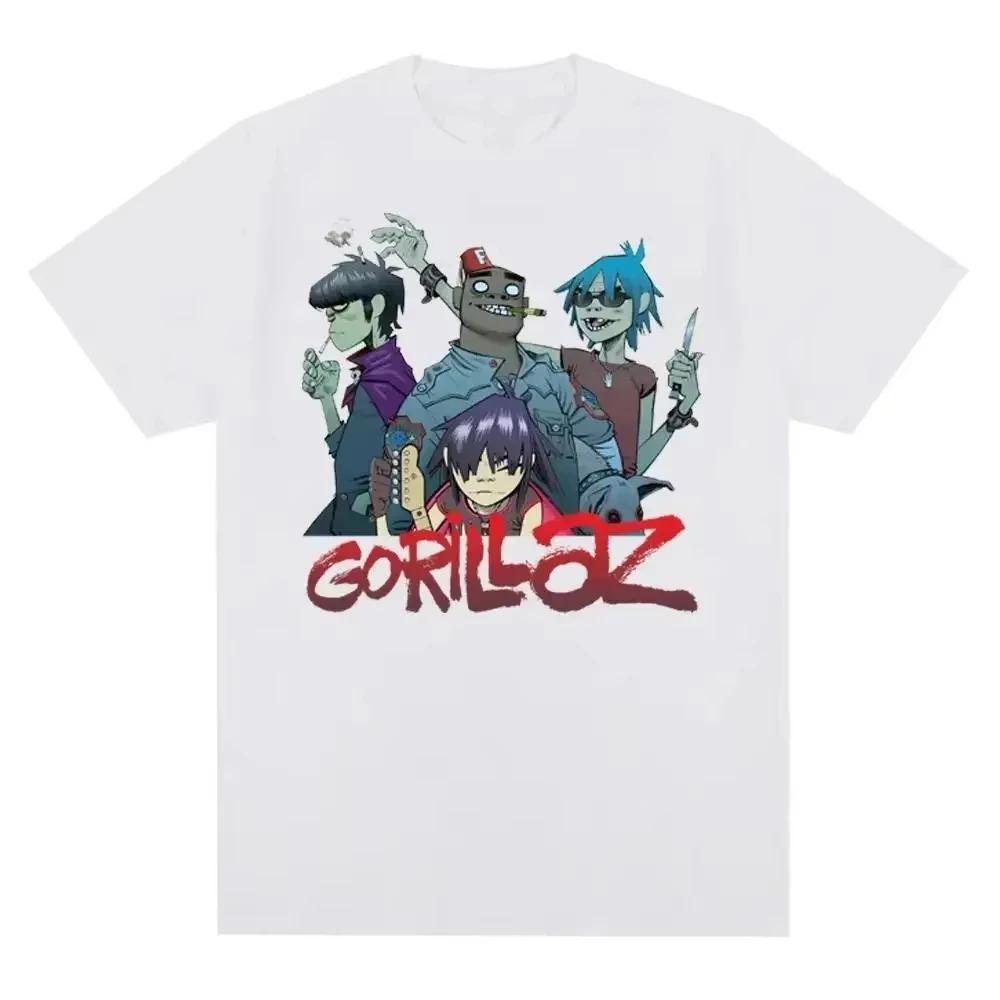 Gorillaz Hip Hop Pop Punk Rock Band Printed Cotton Mens TShirt 90s Casual Fashion Short Sleeve TShirt Unisex Tshirts