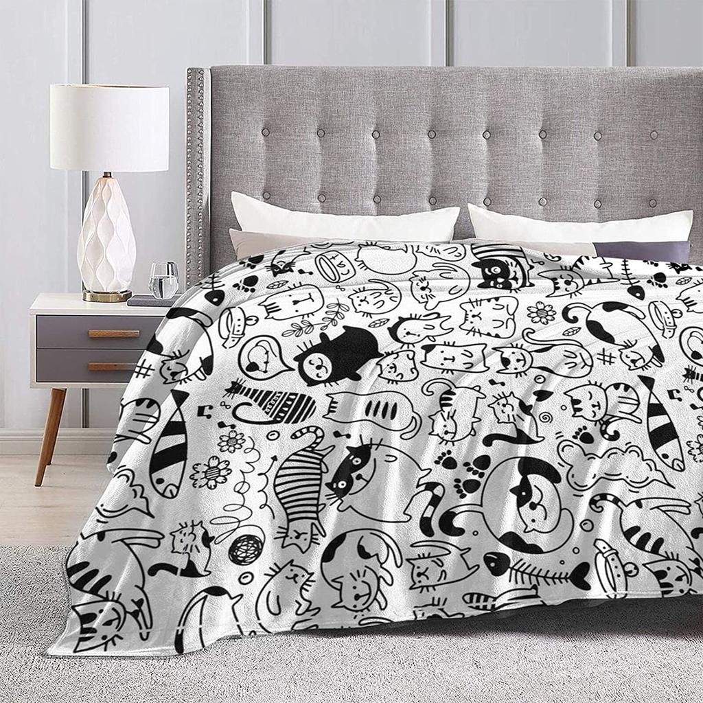 Funny Cat Lightweight Flannel Fleece Soft Throw Blanket for Teens Boys Girls Living Room Bedroom Couch Bed Sofa Travel Camping