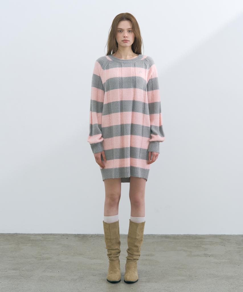 Pandora Fit Luna Stripe Knit Dress (Melange Gray)
