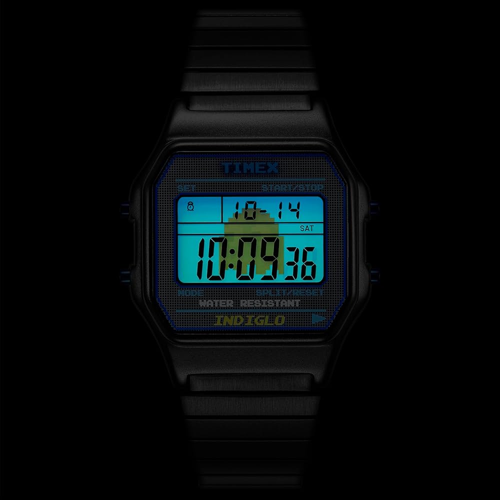 TIMEX Unisex Pac-Man Digitaluhr, Schwarzes Zifferblatt, Messing und Kunststoff Quarzwerk, 3 ATM Wasserdichtigkeit, TW2V94200 [Parallelimport]