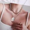 Gold Women Necklace Silver Sweater Chain Exquisite Rose Flower Pendent Necklace  Girls Gift