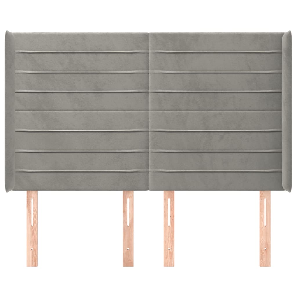 Vidaxl Wingback Headboard, Light Gray, 147X16X118/128 Cm, Velvet