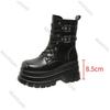 Fashion Women Black Punk Gothic Motorcycle Boots Chunky High Heel Ankle Boot Ladies Wedge Belt Buckle Platform Botines Female Shoes