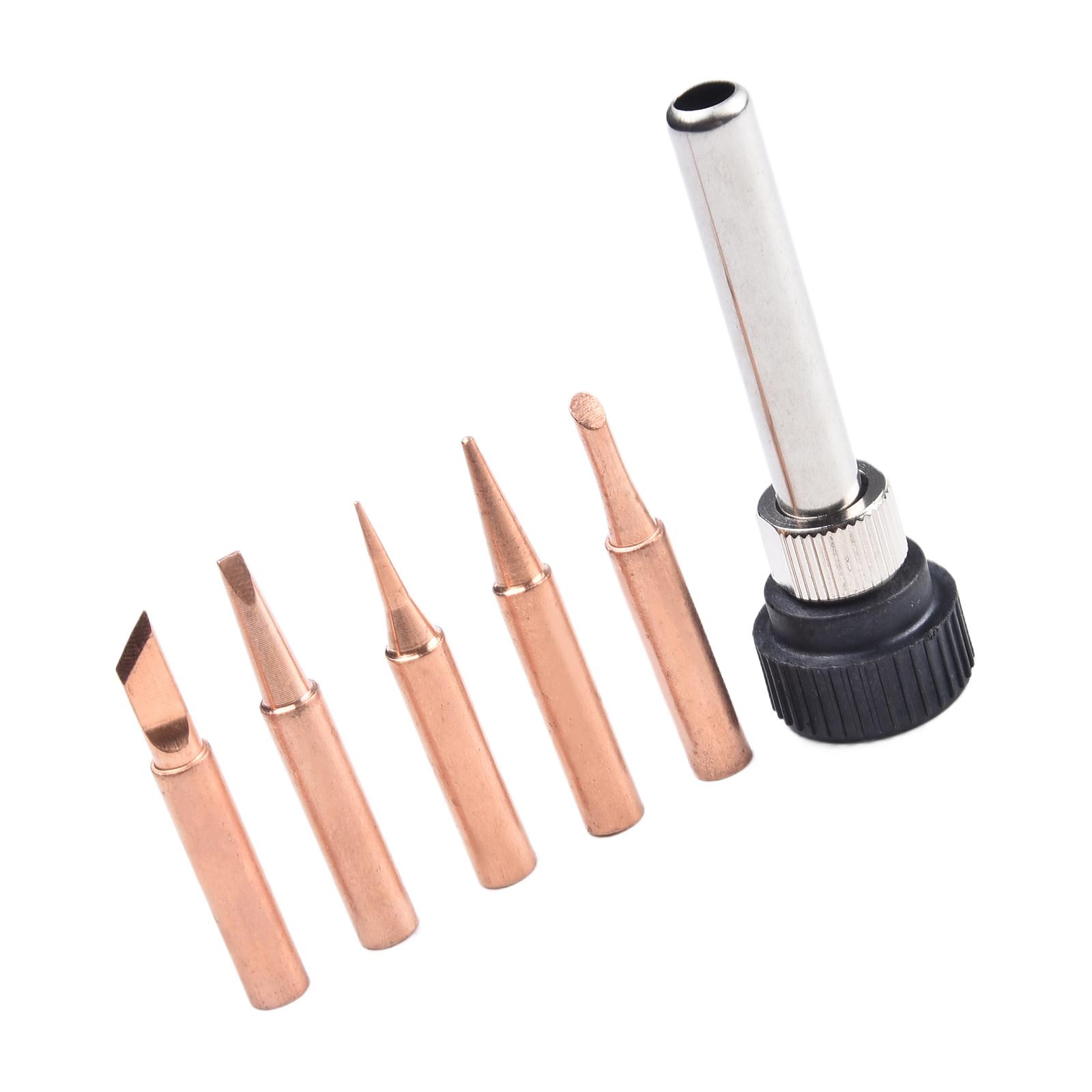 

6 Pcs Copper 900M-T Soldering Iron Tip & Handle Set And Soldering Station Soldering Iron Head Soldering Accessories