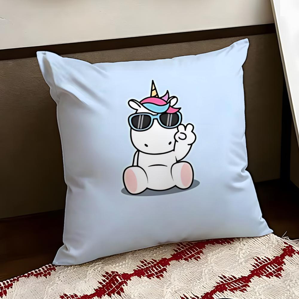 Glittering Magical Unicorn Cushion Cover Reversible Soft Durable Pillow Cover Home Car MultiScene Use for Daily Comfort